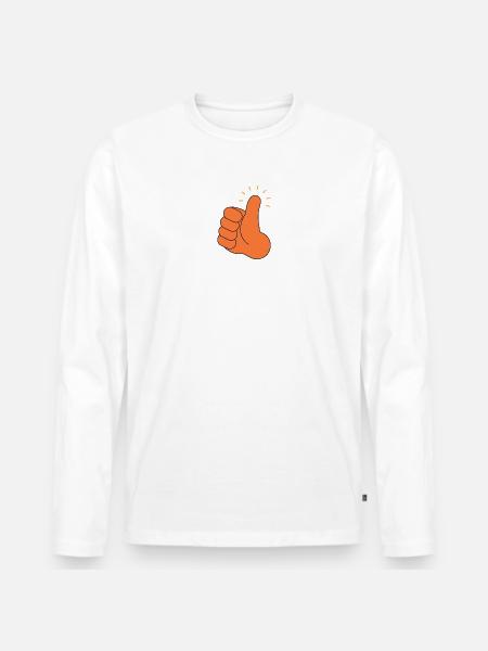 Daumen-in-L-Luft-T-Shirt-Geschenk-Humor - Männer Premium Bio Langarmshirt - Weiß