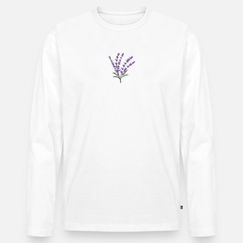 Lavendel - Männer Premium Bio Langarmshirt - Weiß