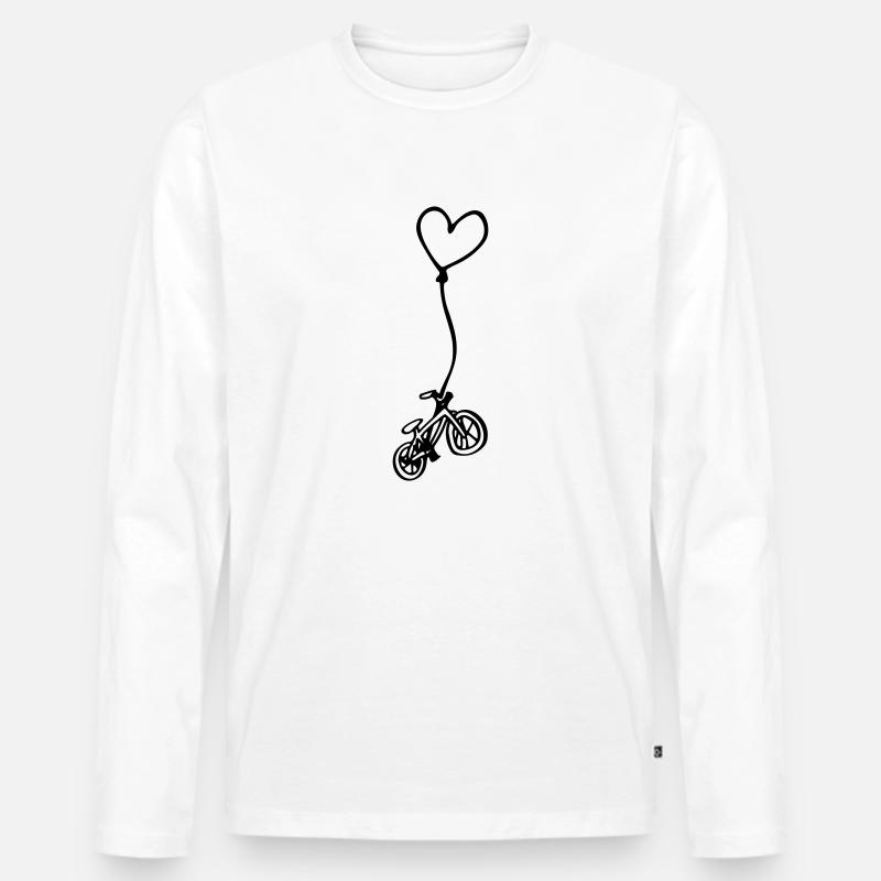 Fahrrad mit Herz am Seil - Männer Premium Bio Langarmshirt - Weiß