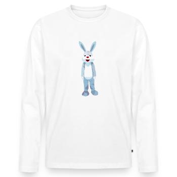 Blue hare with red nose - Men's Premium Organic Long Sleeve Shirt - white - Front - Nico (187cm)