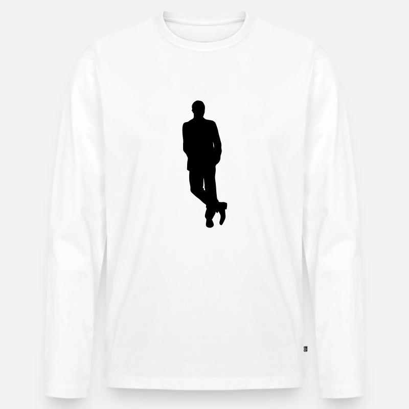 Mann Körper Silhouette Vektor-Design - Männer Premium Bio Langarmshirt - Weiß