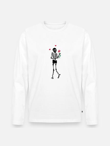 Courting Skeleton - Men's Premium Organic Long Sleeve Shirt - white