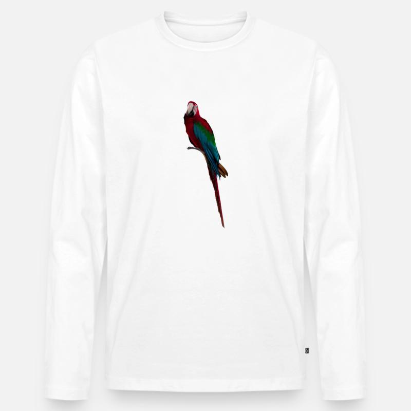 Ara Long Tail - Männer Premium Bio Langarmshirt - Weiß