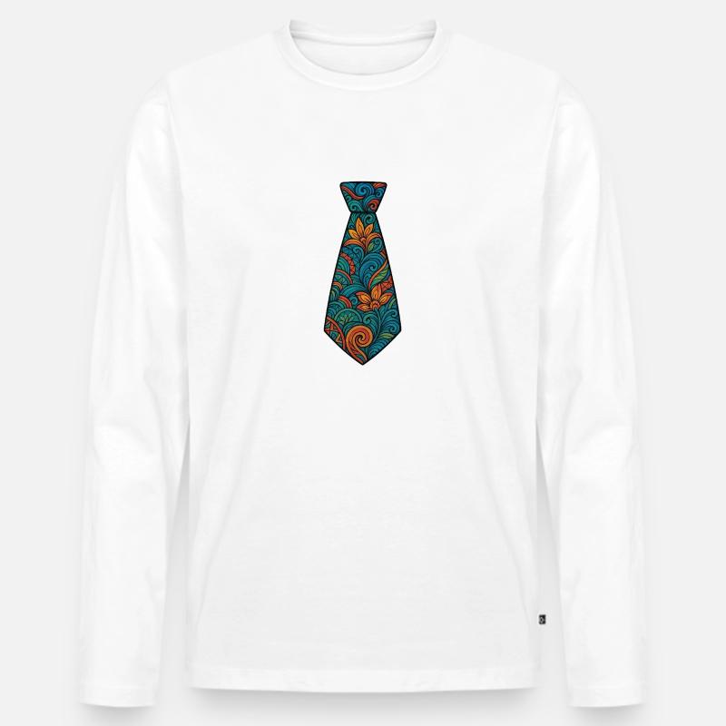 Krawatte - Männer Premium Bio Langarmshirt - Weiß