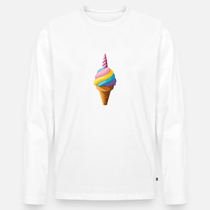 einhorn eis - Männer Premium Bio Langarmshirt - Weiß