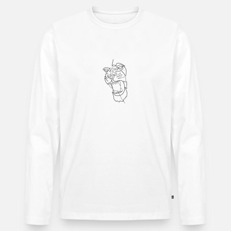 Tieger Schrei Aggresiv - Männer Premium Bio Langarmshirt - Weiß