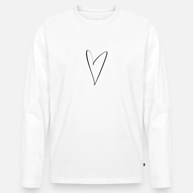 Herz - Männer Premium Bio Langarmshirt - Weiß
