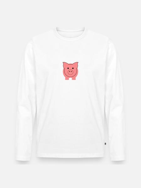 schweinchen_2fb - Männer Premium Bio Langarmshirt - Weiß