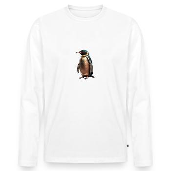 The Bronze Penguin - Men's Premium Organic Long Sleeve Shirt - white - Front - Nico (187cm)