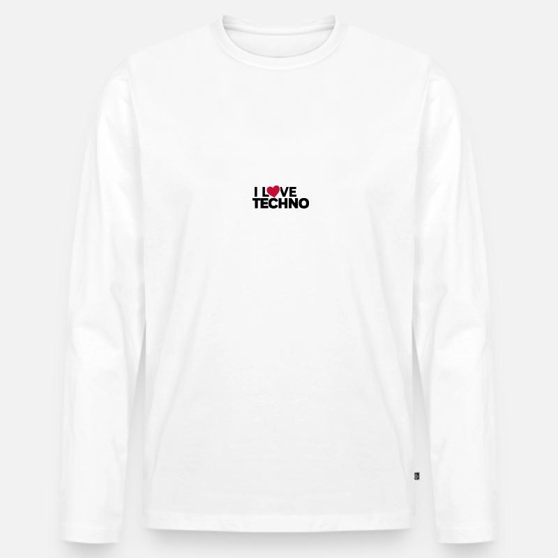 Techno Music DJ Discjokey - Männer Premium Bio Langarmshirt - Weiß