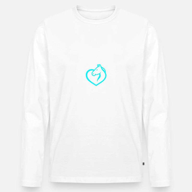 Pferde - Männer Premium Bio Langarmshirt - Weiß