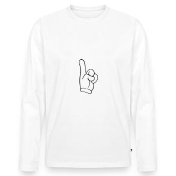 finger - Men's Premium Organic Long Sleeve Shirt - white - Front - Nico (187cm)