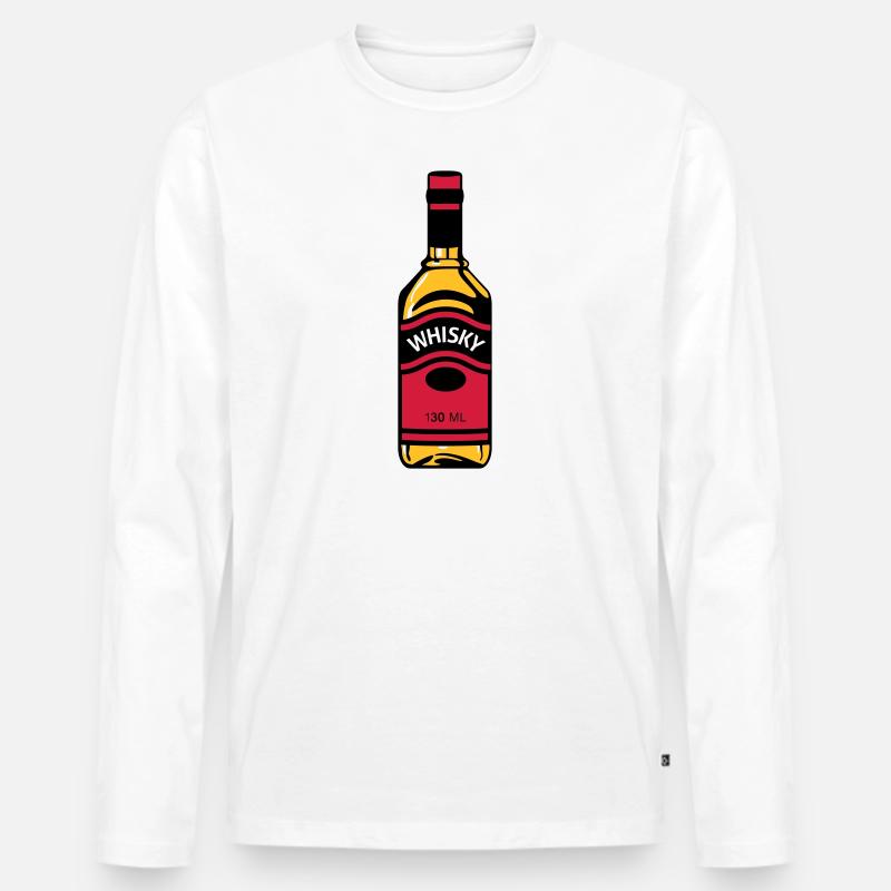Whisky-Flasche - Männer Premium Bio Langarmshirt - Weiß