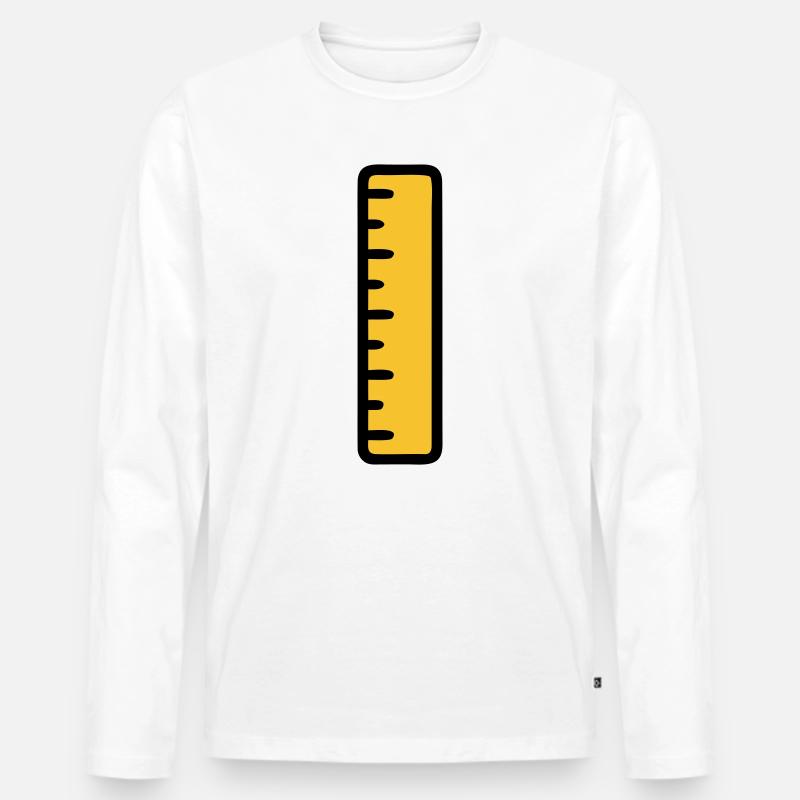 Lineal Mathe Geometrie Schule - Männer Premium Bio Langarmshirt - Weiß