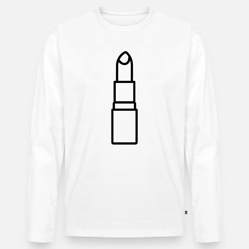 Lippenstift - Männer Premium Bio Langarmshirt - Weiß