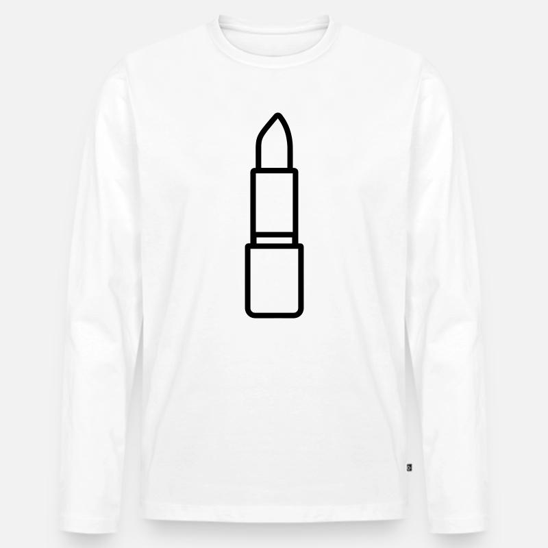 Lippenstift - Männer Premium Bio Langarmshirt - Weiß