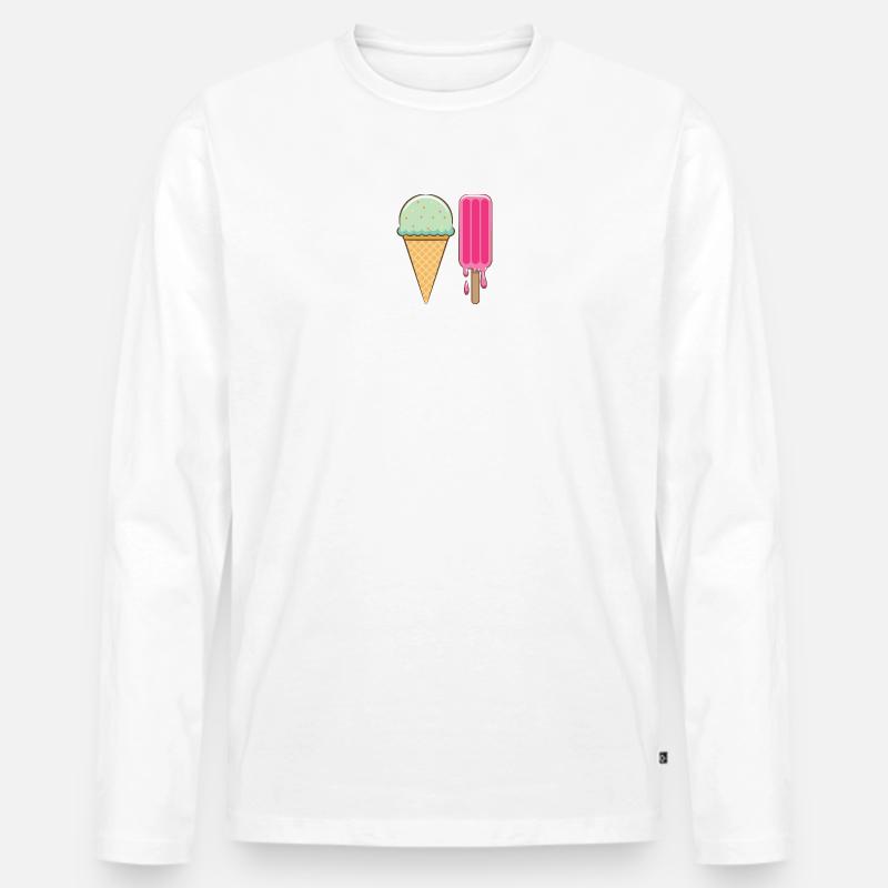 Ich mag Eis - Männer Premium Bio Langarmshirt - Weiß