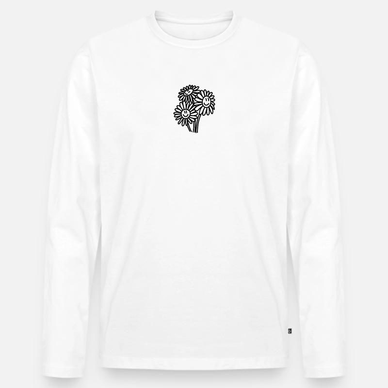 Glückliche Blumen - Männer Premium Bio Langarmshirt - Weiß