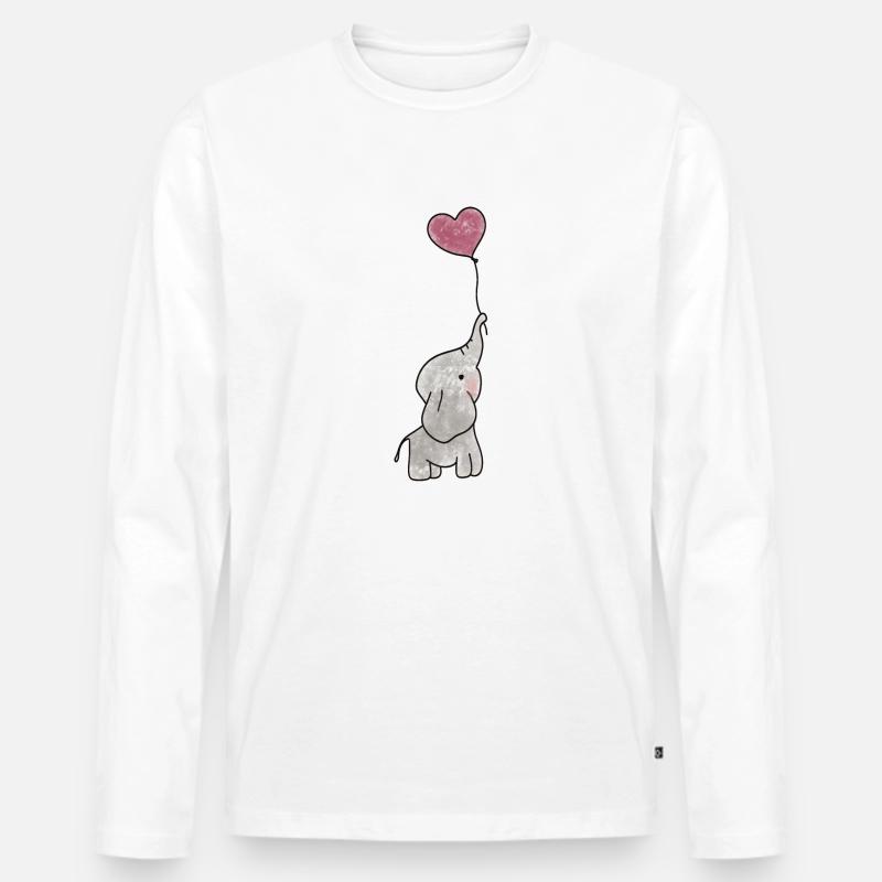 Elefantenherz - Männer Premium Bio Langarmshirt - Weiß