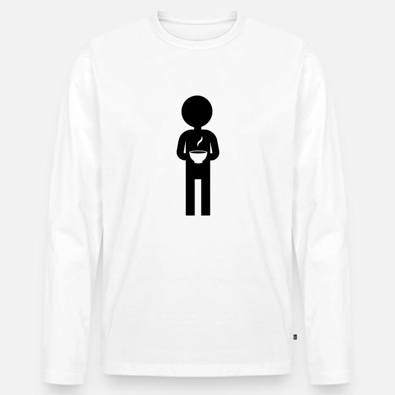 Kaffee Trinken - Männer Premium Bio Langarmshirt - Weiß