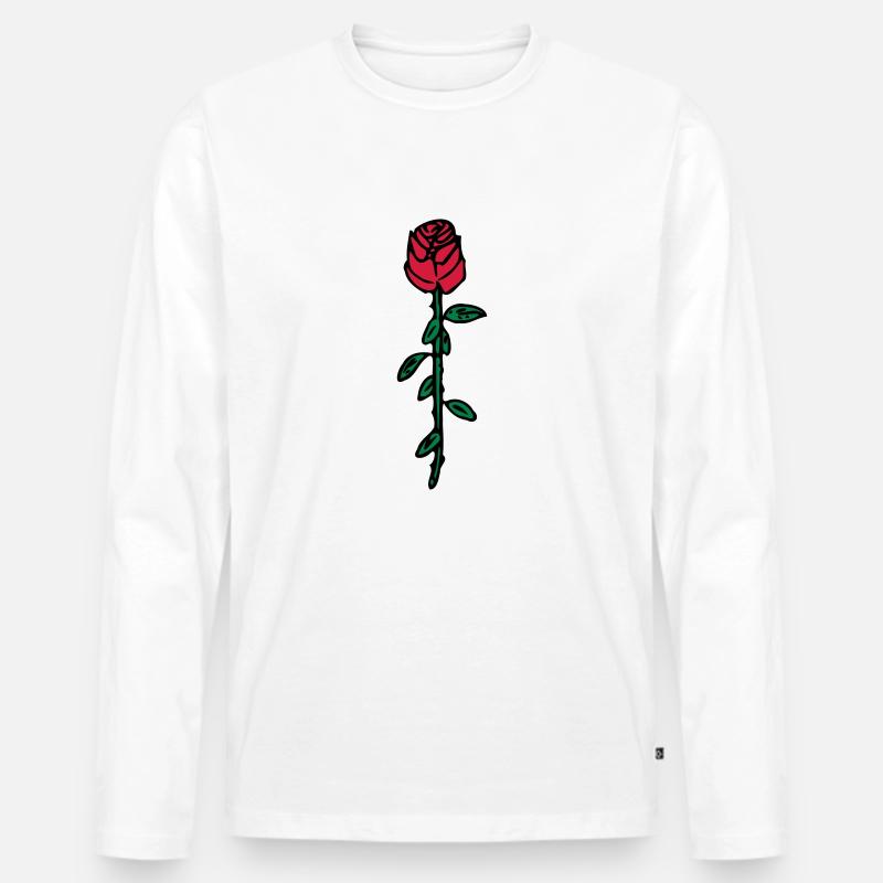 Rose - Männer Premium Bio Langarmshirt - Weiß