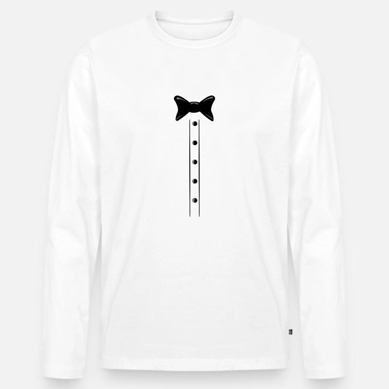 Fliege Krawatte - Männer Premium Bio Langarmshirt - Weiß