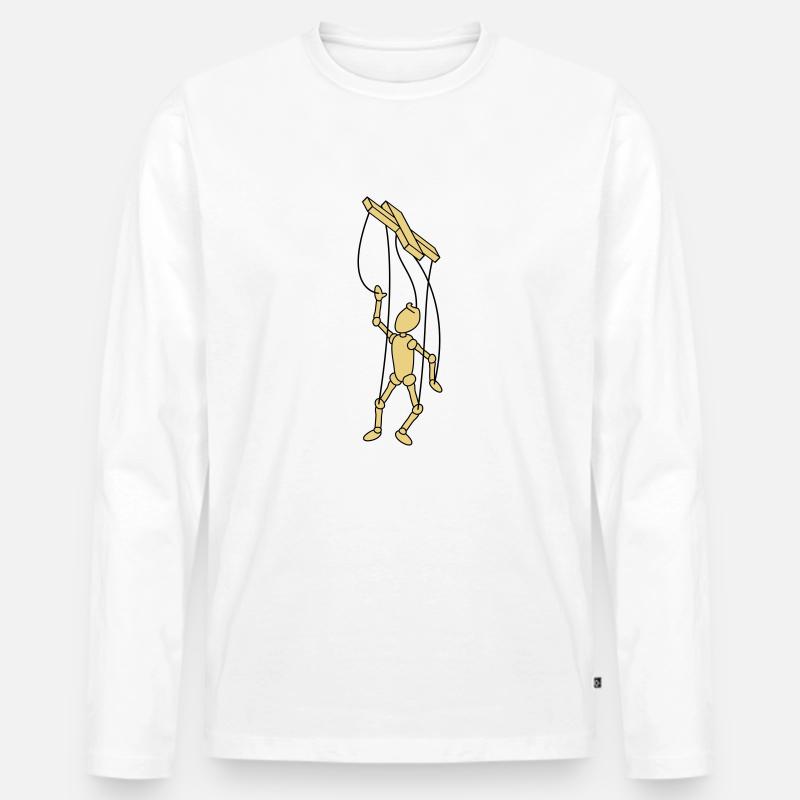 Marionette Puppet - Männer Premium Bio Langarmshirt - Weiß