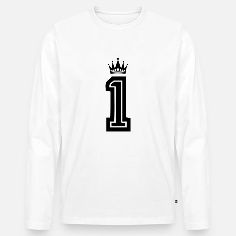 1 Krone - Männer Premium Bio Langarmshirt - Weiß