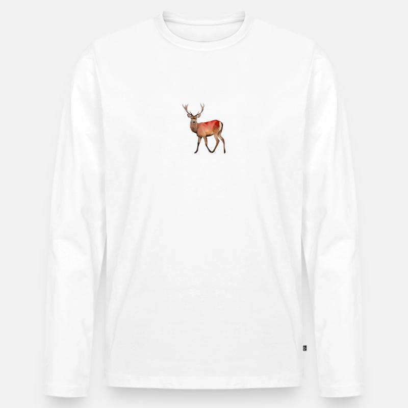 Rothirsch - Männer Premium Bio Langarmshirt - Weiß