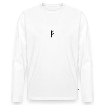 Fehu Runa - T-shirt manches longues Premium bio Homme - blanc - Devant - Nico (187cm)