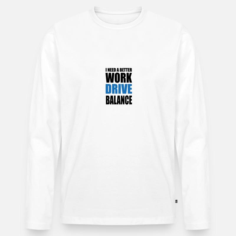 Work Drive Balance - Männer Premium Bio Langarmshirt - Weiß