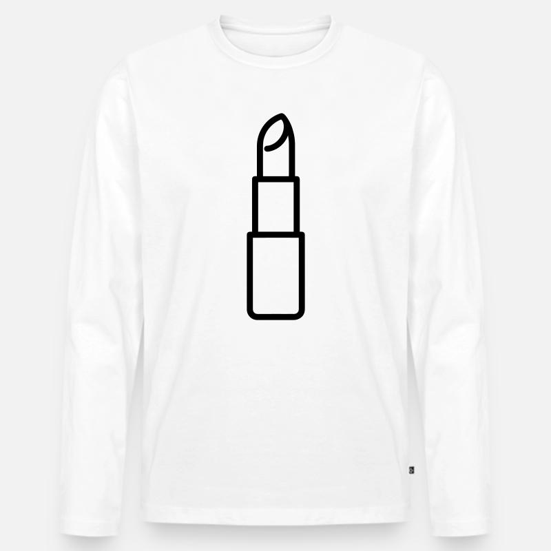 Lippenstift - Männer Premium Bio Langarmshirt - Weiß