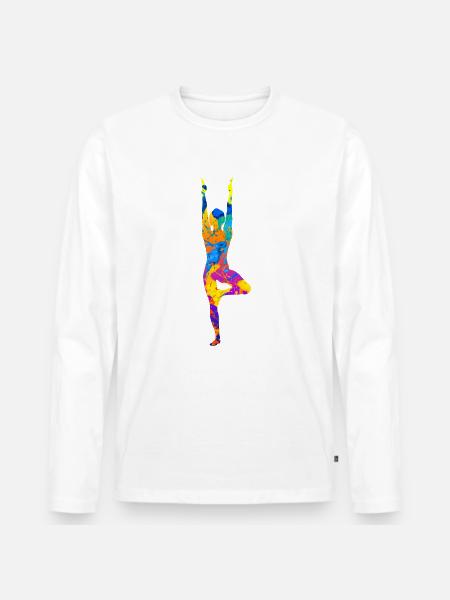 Yoga Yoga Yoga Silhuet Kvinder - Premium økologisk langærmet T-shirt til mænd - hvid