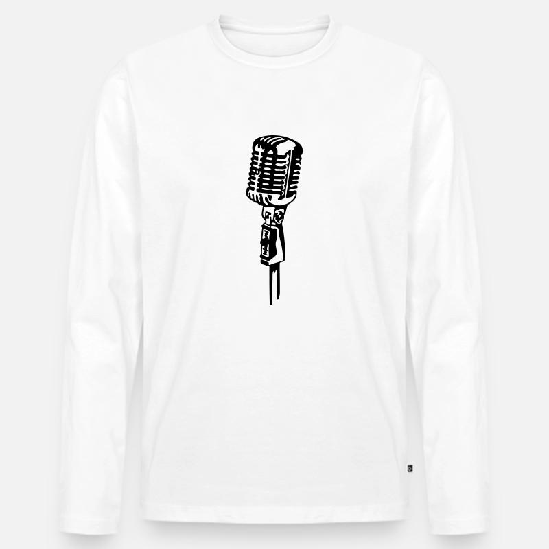 Retro Mikrofon - Männer Premium Bio Langarmshirt - Weiß