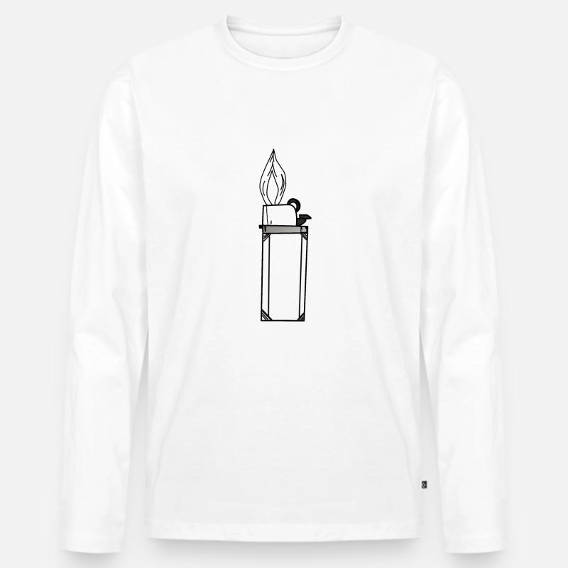 Feuerzeug Geschenkidee Licht Rauchen - Männer Premium Bio Langarmshirt - Weiß