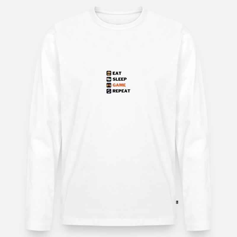 Game repeat - Männer Premium Bio Langarmshirt - Weiß