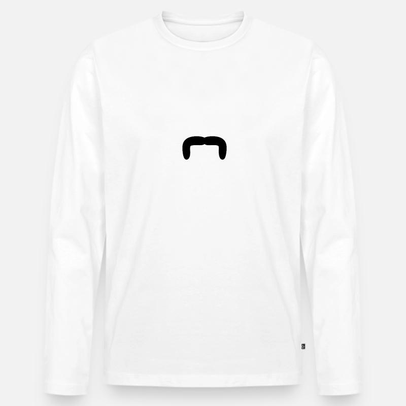 schwarzer Schnurrbart - Männer Premium Bio Langarmshirt - Weiß