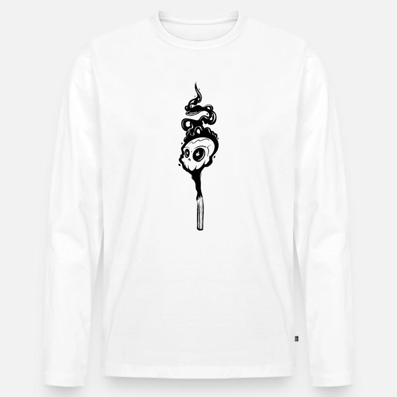 Weißer Schädelrauch Silhouette - Männer Premium Bio Langarmshirt - Weiß