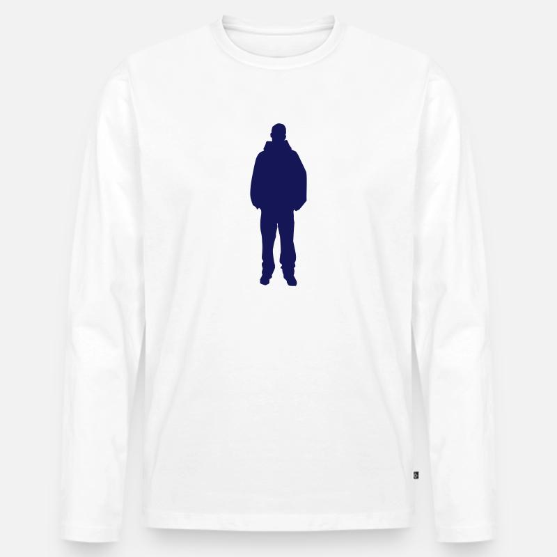 Kapuzenpullover - Männer Premium Bio Langarmshirt - Weiß