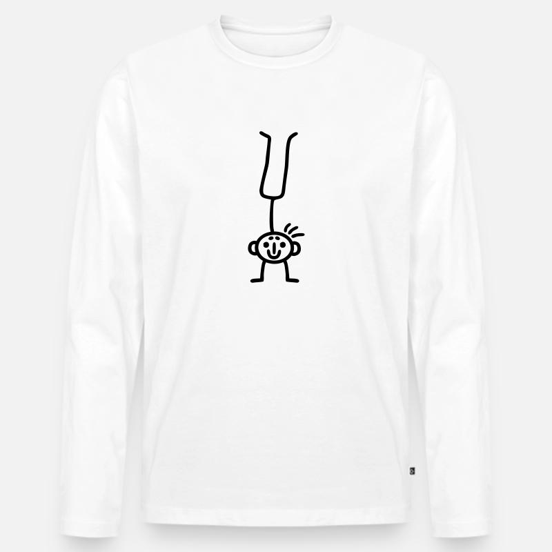 Strichmännchen Handstand - Männer Premium Bio Langarmshirt - Weiß