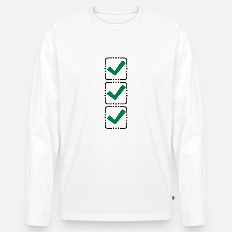 3 Haken Buttons - Männer Premium Bio Langarmshirt - Weiß