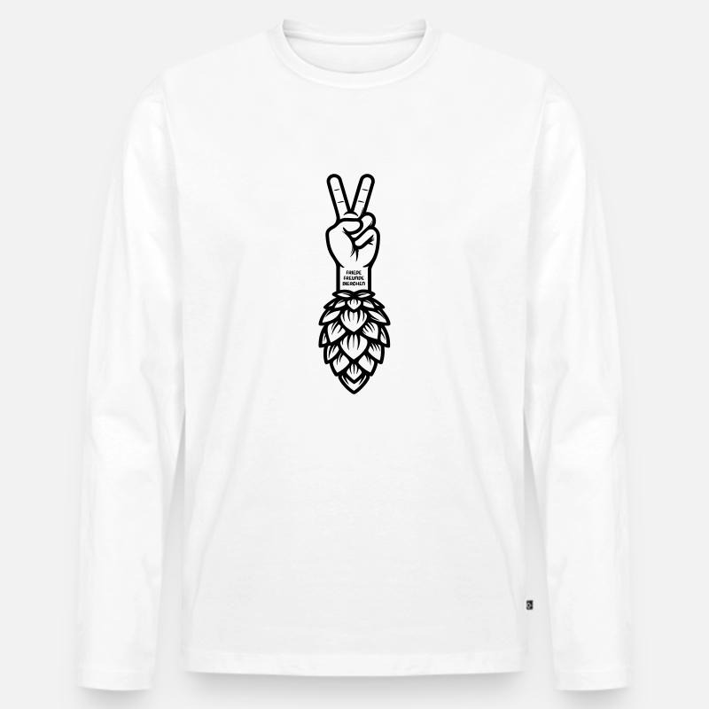 Friede Freunde Bierchen - Männer Premium Bio Langarmshirt - Weiß