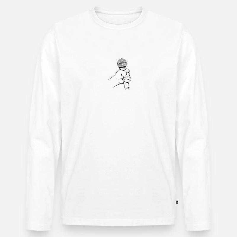 Mikrofon Interview Witzig Witz - Männer Premium Bio Langarmshirt - Weiß