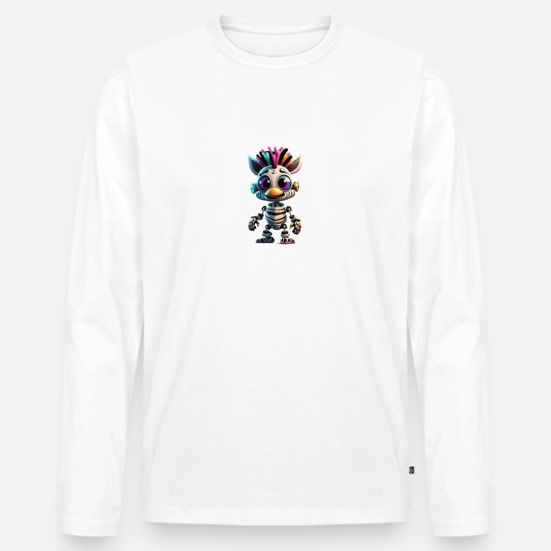 Zebra Roboter - Männer Premium Bio Langarmshirt - Weiß