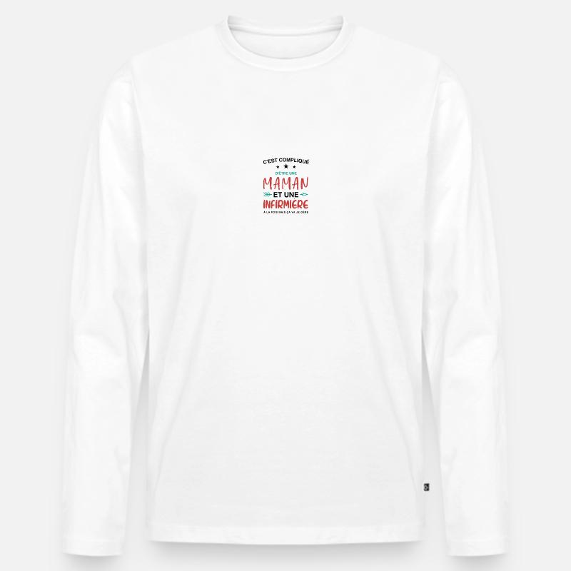 Mama und Krankenschwester - Männer Premium Bio Langarmshirt - Weiß