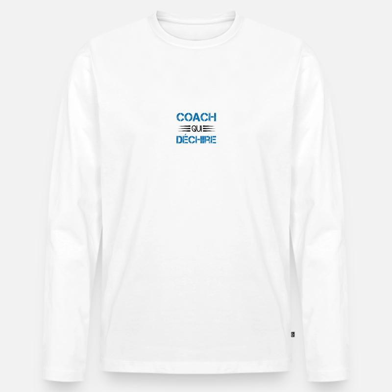 Coach Wer - Männer Premium Bio Langarmshirt - Weiß