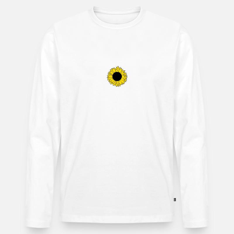 Sonnenblume - Männer Premium Bio Langarmshirt - Weiß
