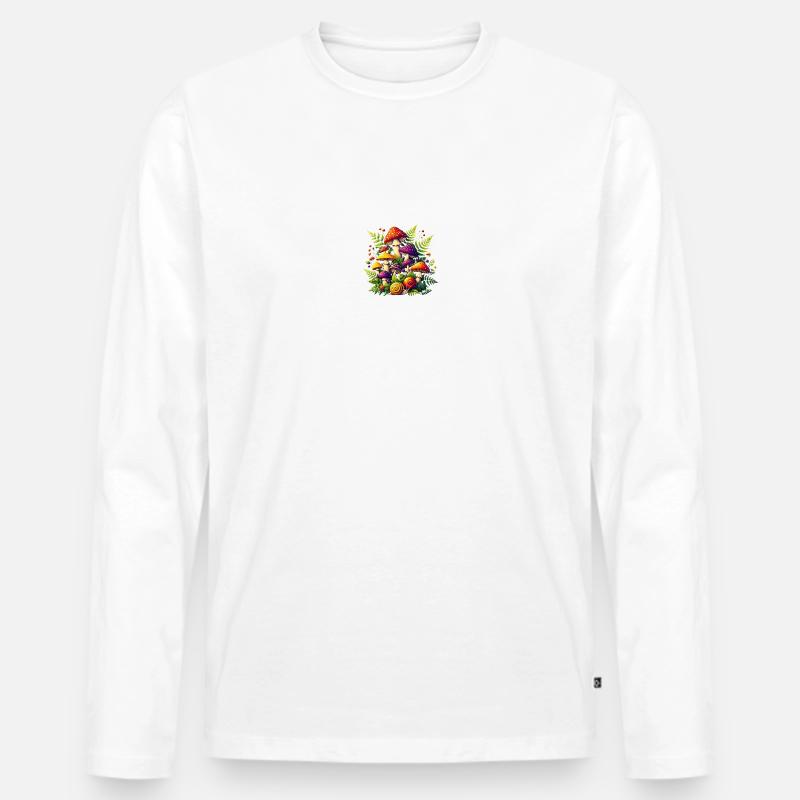 Mushrooms Magic Mushrooms Plain - Männer Premium Bio Langarmshirt - Weiß