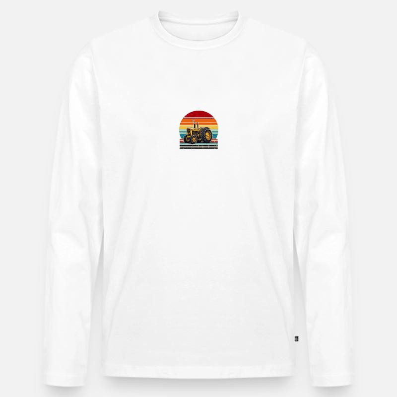 Oldtimer-Traktor - Männer Premium Bio Langarmshirt - Weiß