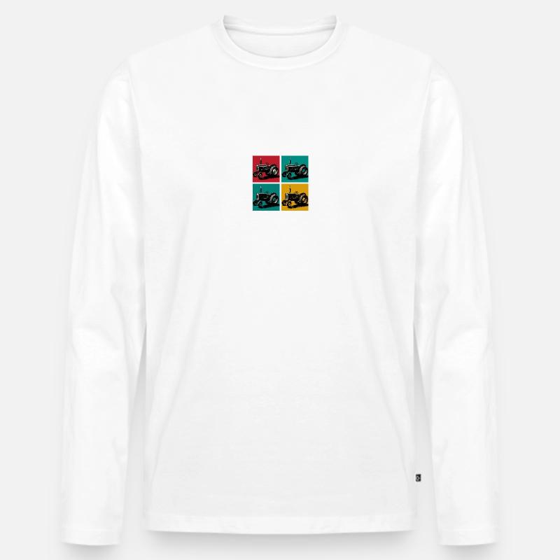 Retro-Oldtimer-Traktor - Männer Premium Bio Langarmshirt - Weiß